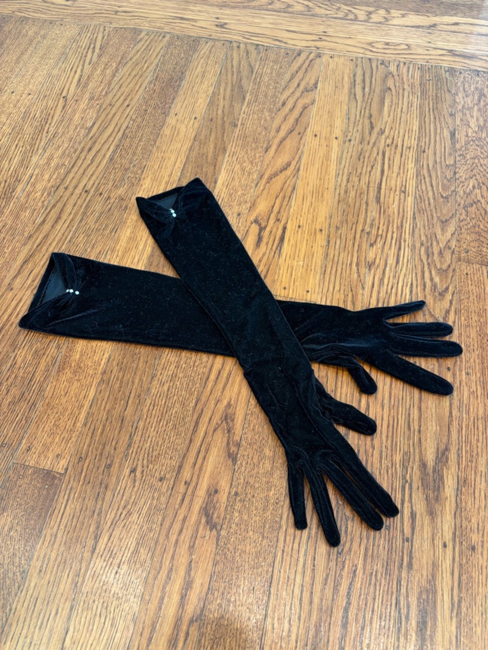 Black Velvet Opera Gloves -  Long Ladies Gloves with sparkly detail